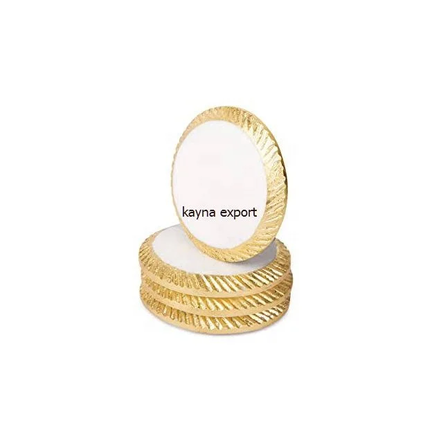 OUR NEW COLLECTION MARBLE COASTER WITH GOLD METAL LINEN DECORATIVE COASTER