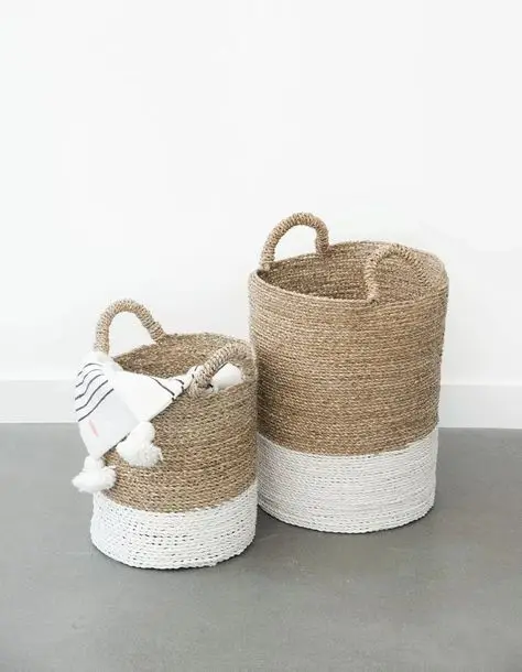 Handcrafted Large Water Hyacinth Basket with Handles for Eco-Friendly Storage and Rustic Home Decor