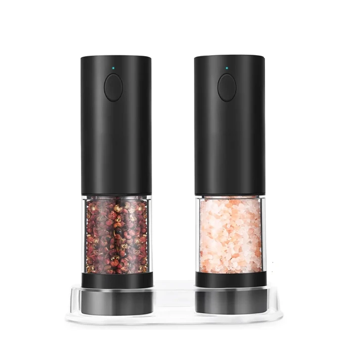 Premium Himalayan Salt and Spices Mini Grinders Stainless Steel & Wood Grain Salt Grinder and Pepper Mill Set with custom logo