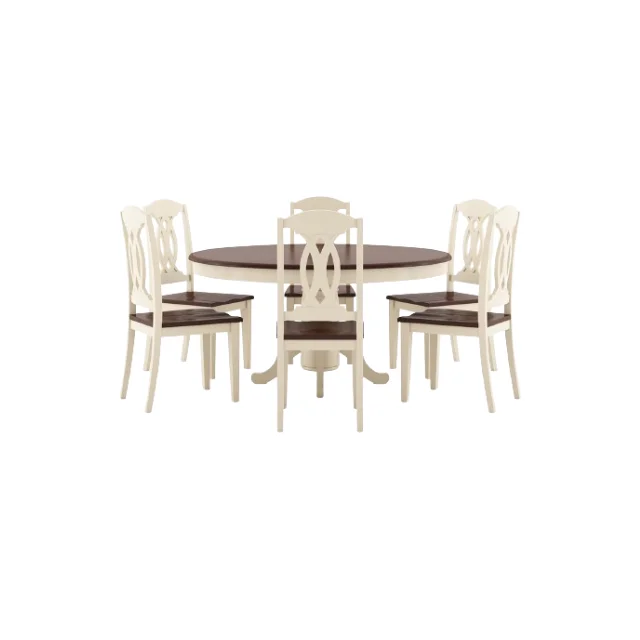Hot sale Diningroom Furniture Carrollton Two Tone Mahogany Wood Round Dining Table export-oriented from Indonesia