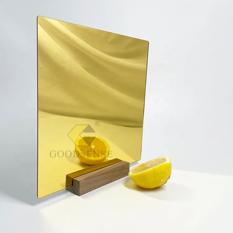Goodsense Gold Polystyrene Double Sided Mirror Manufacturer High Impact Unbreakable PS Plastic Mirror for Baby Shower Invitation