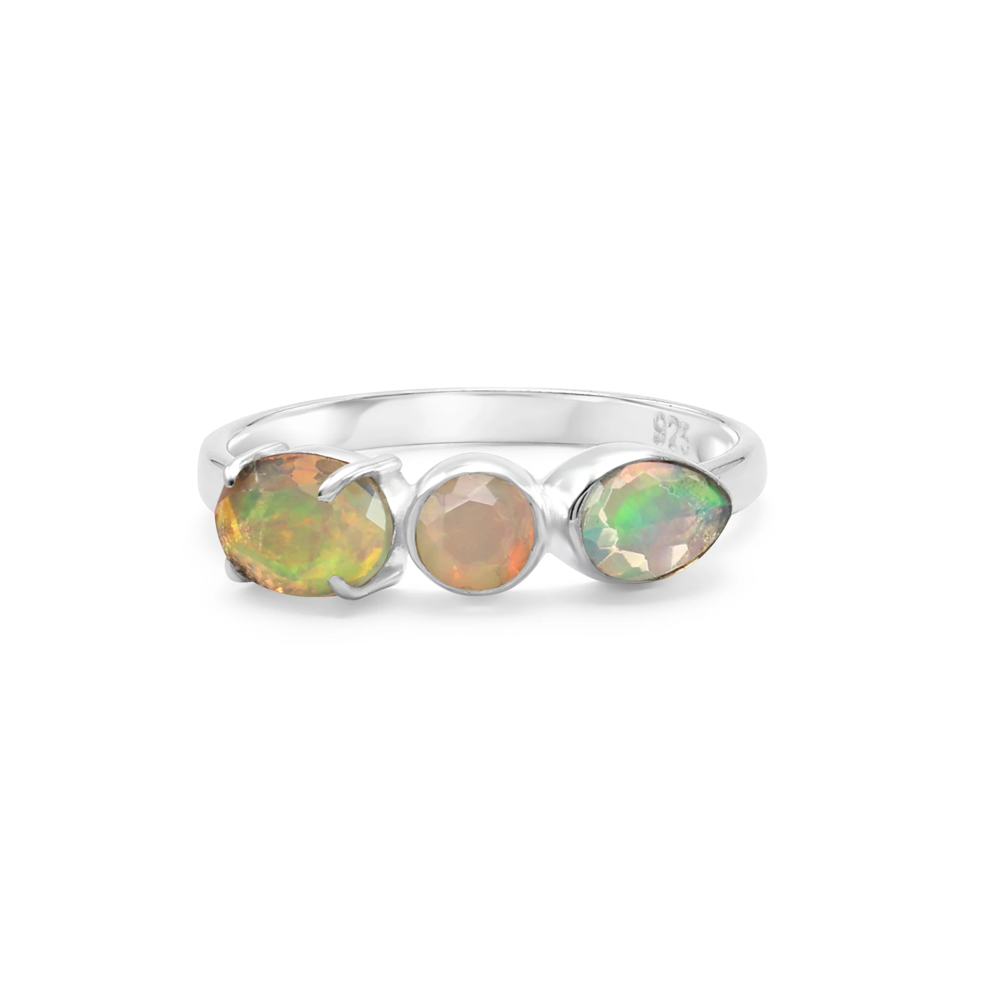 Unique New Collection 925 Sterling Silver Oval Round Pear Shape Ethiopian Opal Gemstone Ring Fine Jewelry Party Wear For Women