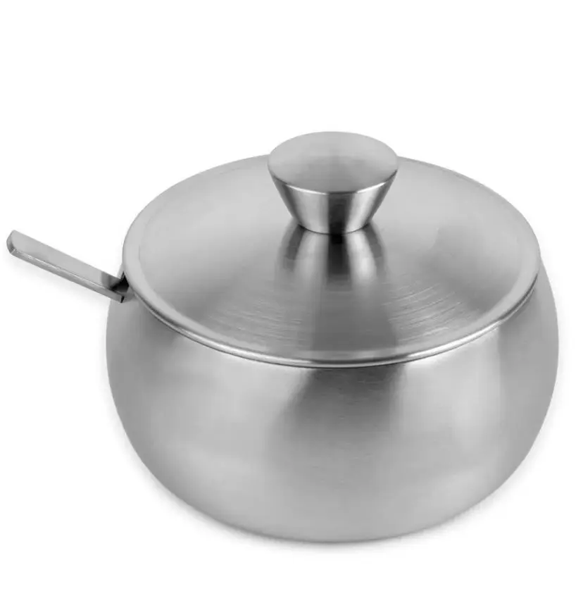 Sugar and Creamer Set, Coffee Serving Set, metal Latte Milk Cup Cream Jug and Sugar Bowl with Lid and Spoon Tray Server