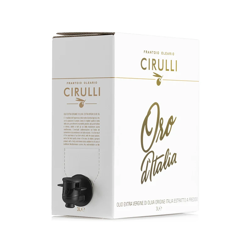 Finest Quality Italian Extra Virgin Olive Oil CIRULLI Cultivar Coratina Fast Delivery Bag in Box 3Liter for sale