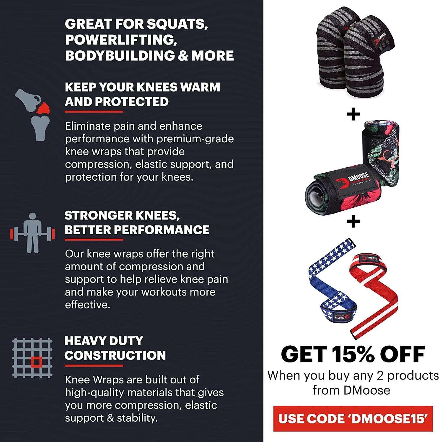 Gym Adjustable Sports knee brace Elastic Support knee strap wraps for weightlifting knee wrap