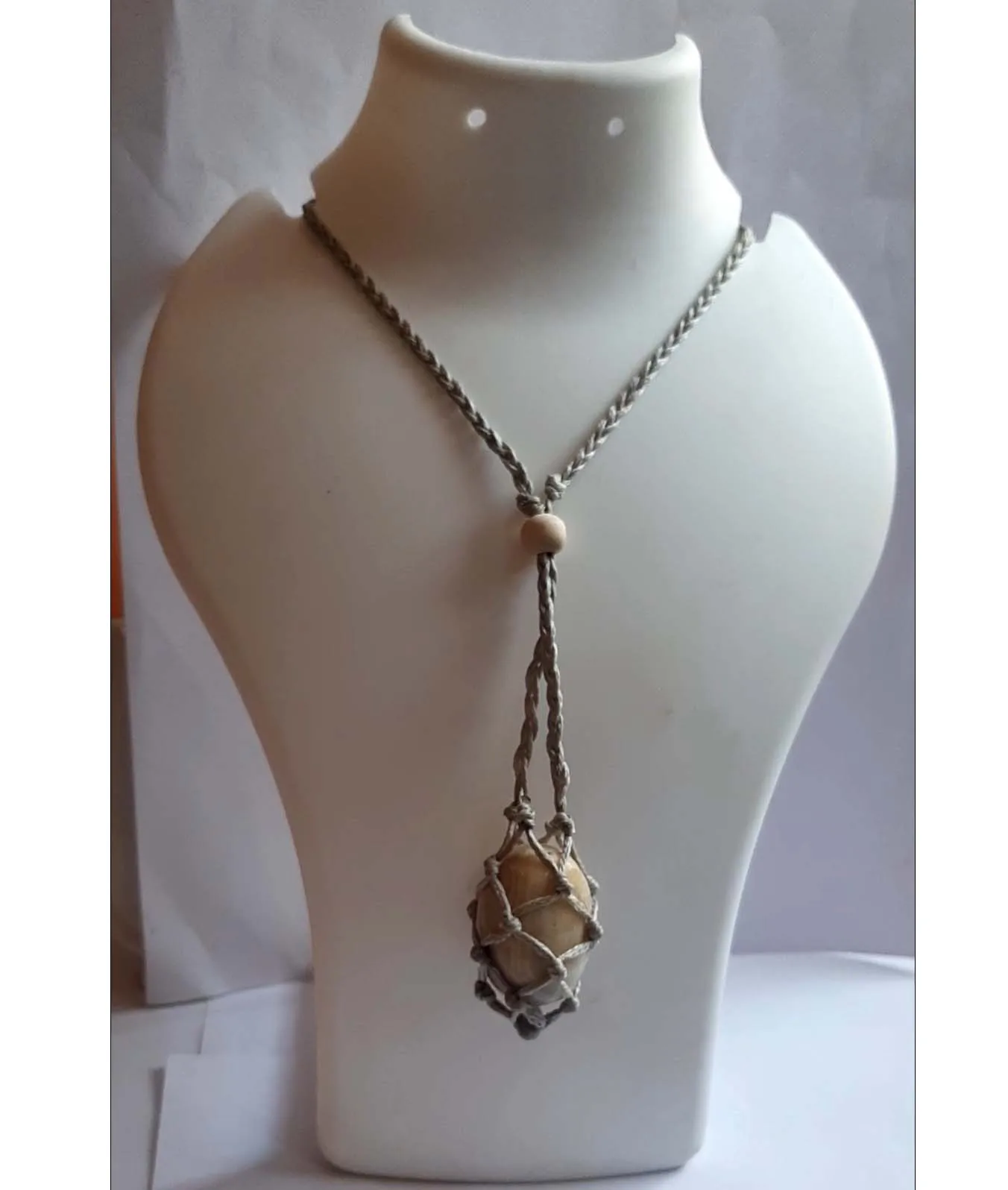 Best Lace Agate Macrame Necklace Big Roundell Gems Macrame Necklace White Thread Net Bag Necklace Bohe Rop Jewelry For Gift