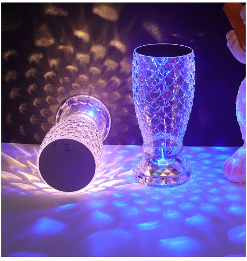 Bar Restaurant Hollow Fish Scale Decorative Lighting Remote Control Led Lamps for Dining Table Bedside Crystal Touch Light