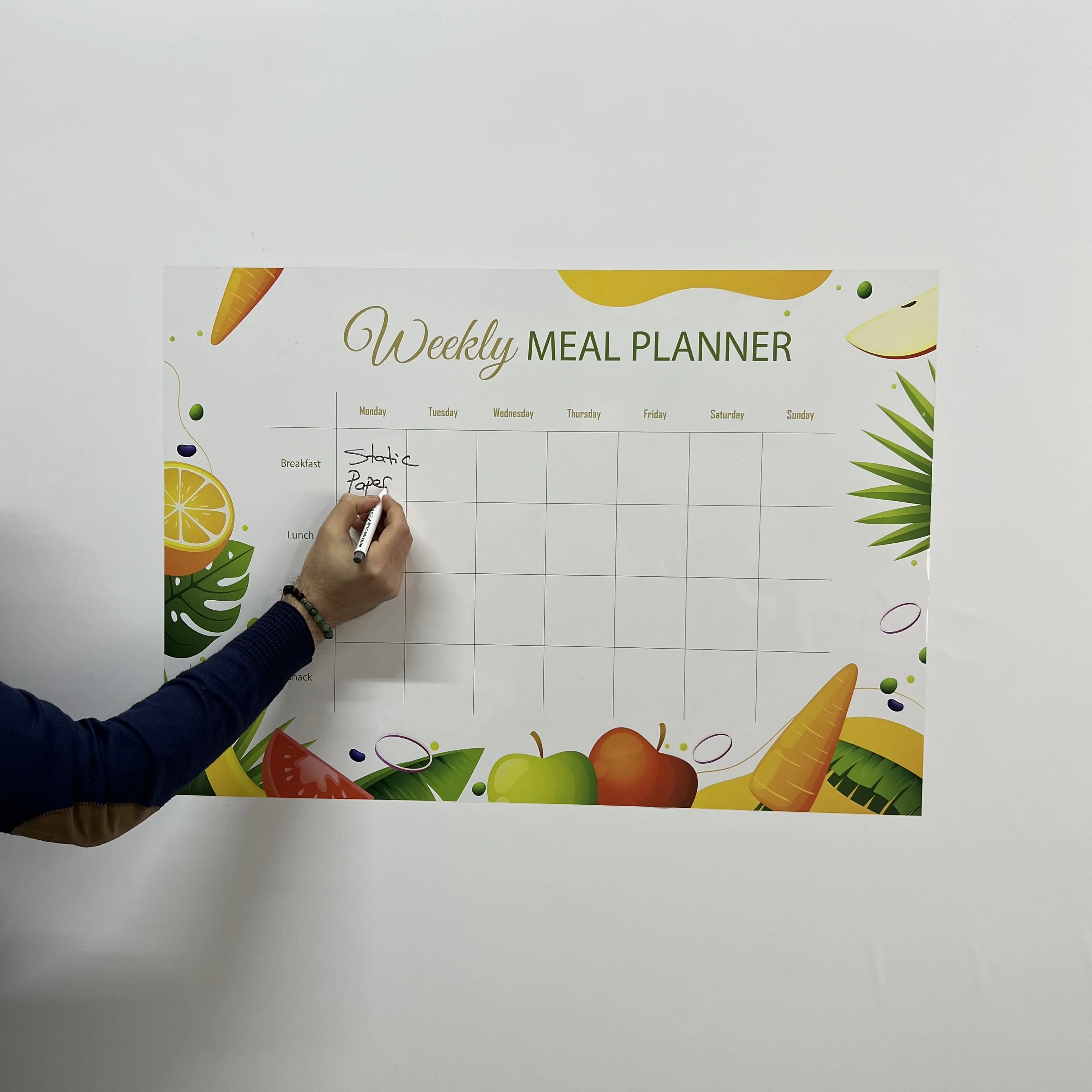 Dry Erase Weekly Meal Menu Nutrition Organizer Planner-1 Reusable Durable Polystyrene Material Holds The Surface With Static