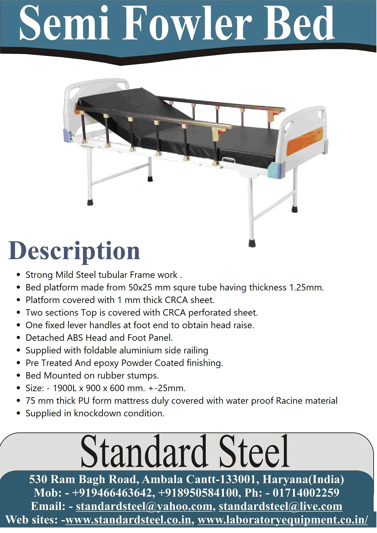 Hospital Patient Bed Manual Patient Bed Manual Adjustable two section Hospital bed for 1 crank patient cot