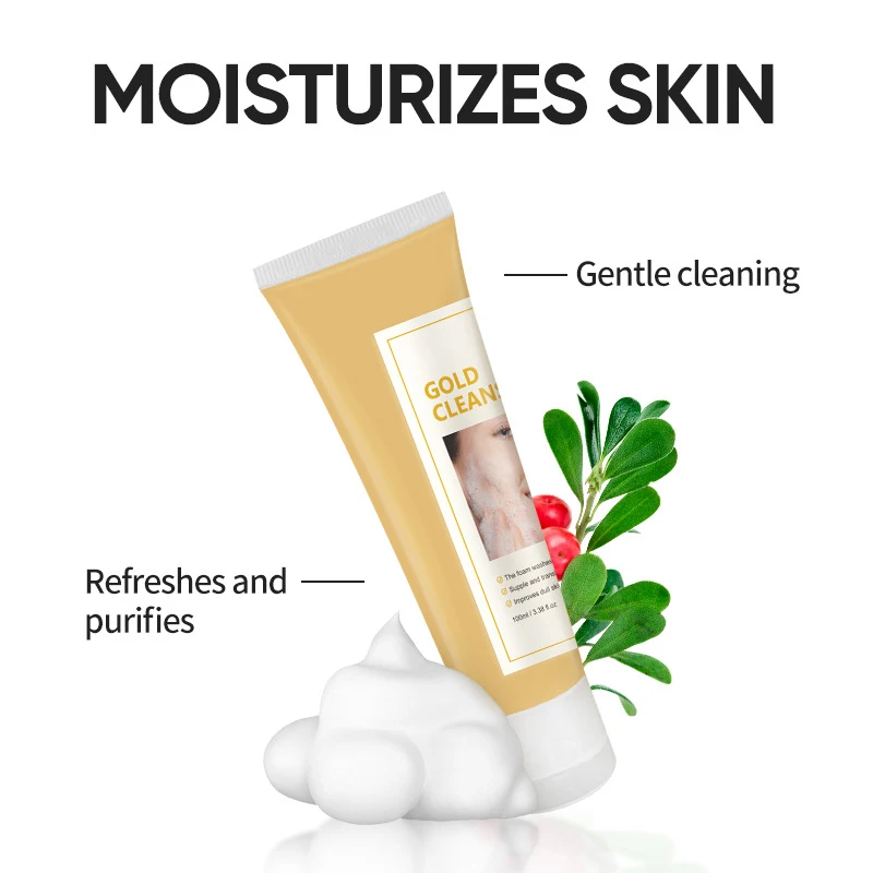Set Ceramic Facial Cleanser Tightening Gel Lashes Gold Silver Lid Facial Wash Facial Brush Acne Foaming Cream Cleanser