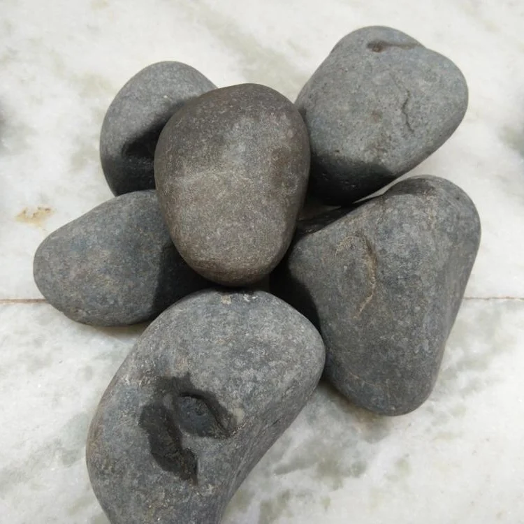 Natural Black River Washed Pebble Stones for Decoration garden landscaping Planters Pavement Pathways Outdoor Round shape