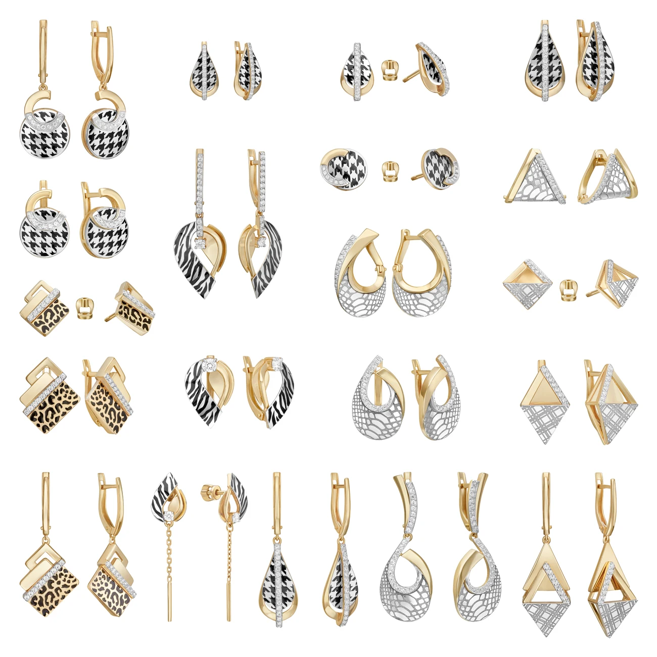 Fashion Trendy Earrings 14K Solid Rose Yellow White Gold Cubic Zirconia Emanel OEM ODM Custom Personalized 2022