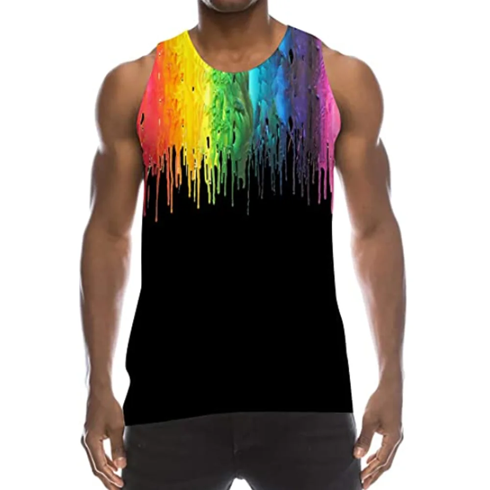 Wholesale 100% Cotton Men Printed Tank Tops High Quality Gym Fitness Tank Tops Breathable Sports Wear Training Tank Tops