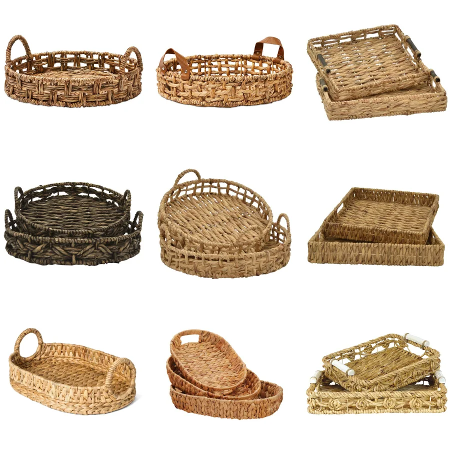 New Item Storage Food Water Hyacinth Serving Tray Eco-friendly Home Decor Food Tray Made in Vietnam