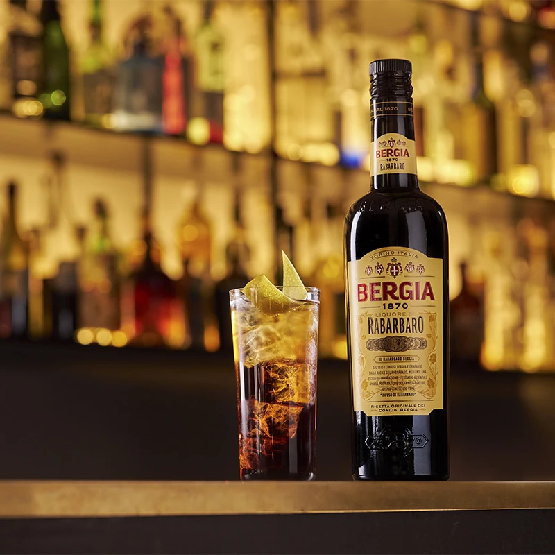 Высшее качество, Сделано в Италии, ликер ревеня, Bergia, бутылка 70 cl, готов для экспорта