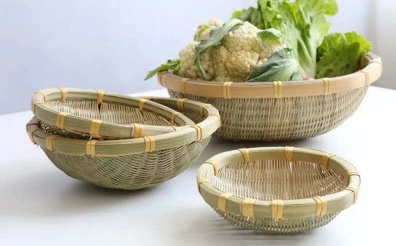 Bamboo Basket Made of Natural Bamboo Vietnam, Set of bamboo basket contains 5 different size, storage Basket meaningful gift