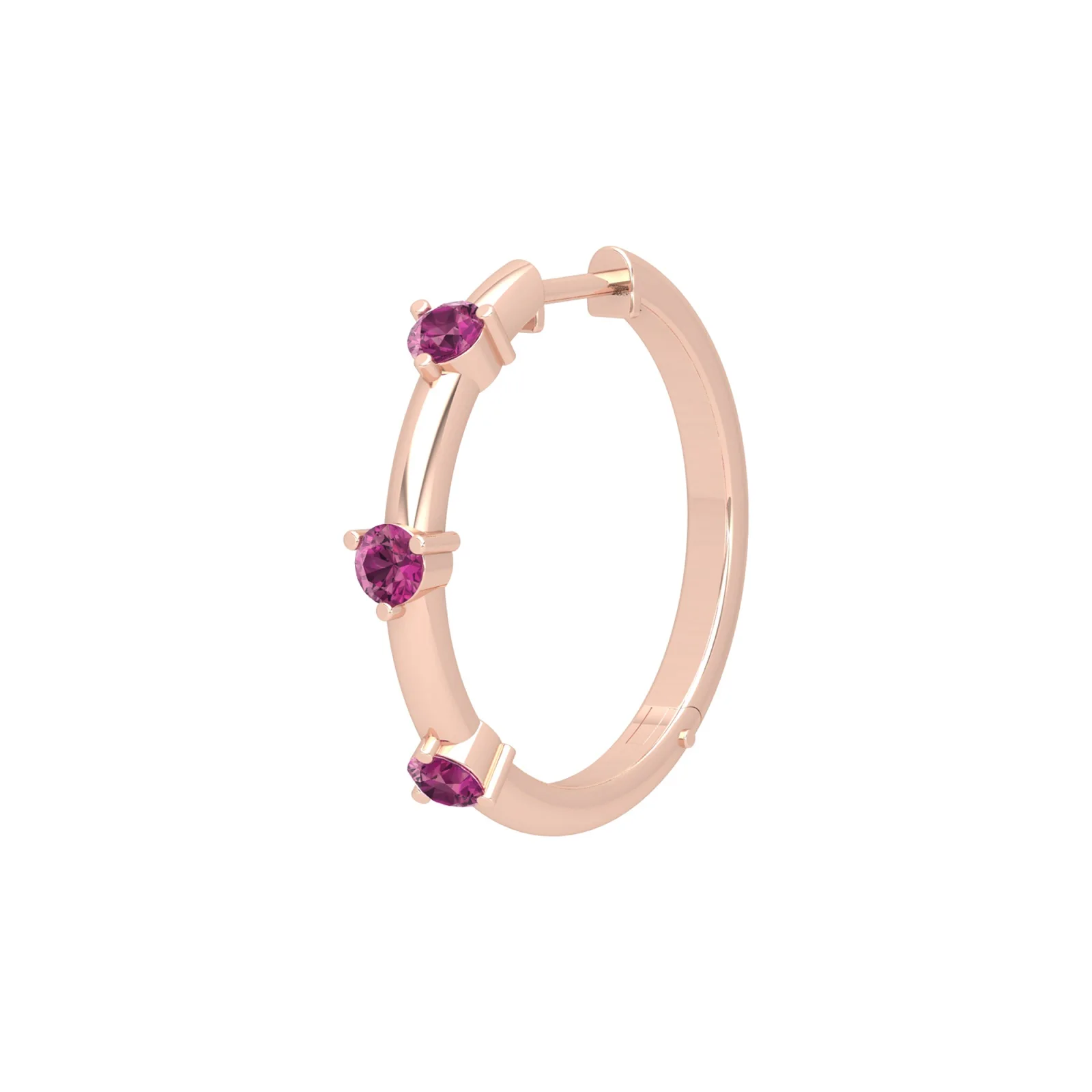 Trendy Natural Pink Tourmaline Hoop Earrings Round Modern Trendy Gemstone Earrings For Women For Regular Wear 10K Gold H-VS