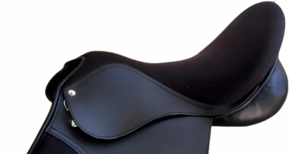 Buy Good Quality Synthetic Jumping Saddle with Solid Black Colored For Horse Racing Uses By Indian Exporters