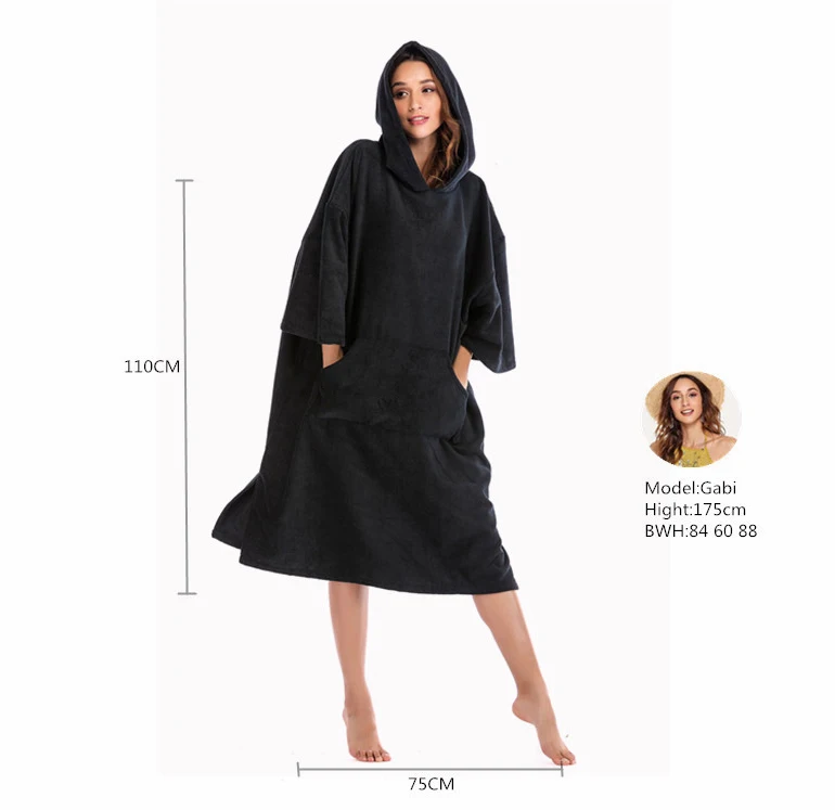 Wholesale Custom Adult Kids Beach Surf Swim Diving Hooded Poncho Half Sleeve Changing Towel Robe Surf Poncho with Hood