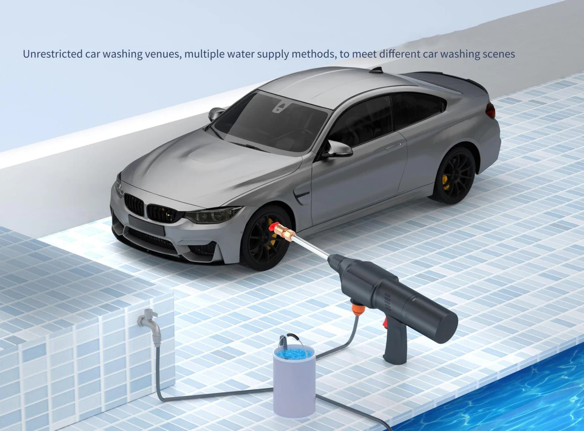 Portable powerful high pressure 24V lithium cordless wireless car wash water jet foam gun car washer with battery