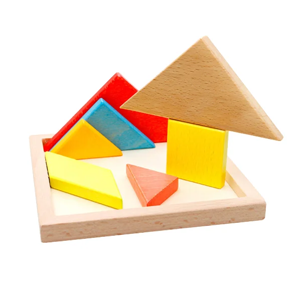 Montessori Wooden Toys Intellectual Development Gifts Kid Early Learning Toy Wooden 3D Tangram Puzzle Montessori Educational Toy