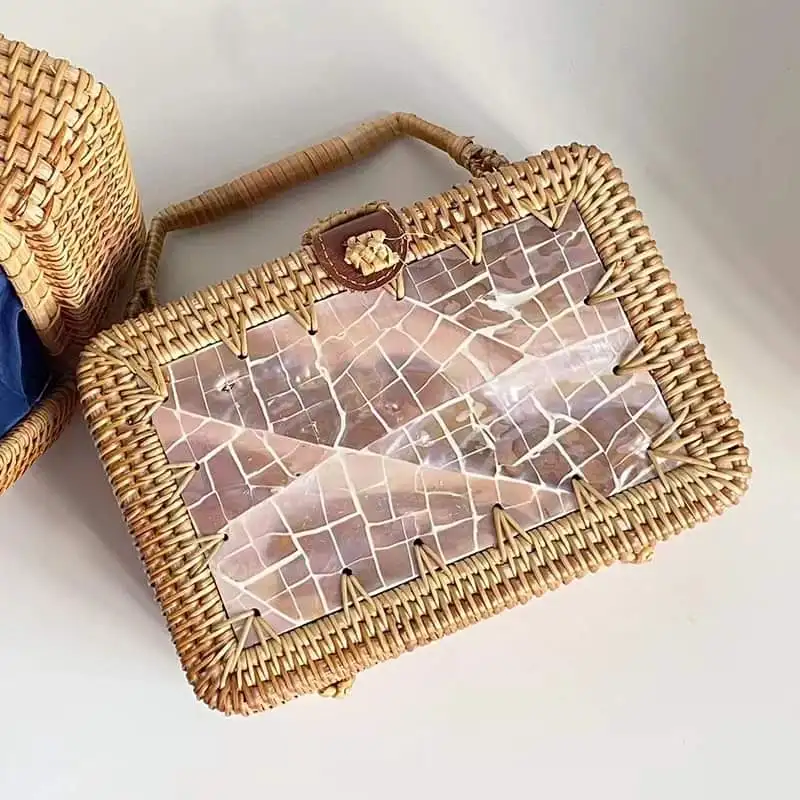 Rattan Handle Bag handbags for women bags Customized Printed Hot Sell CheapRattan Webbing Cane from Vietnam Manufacturer