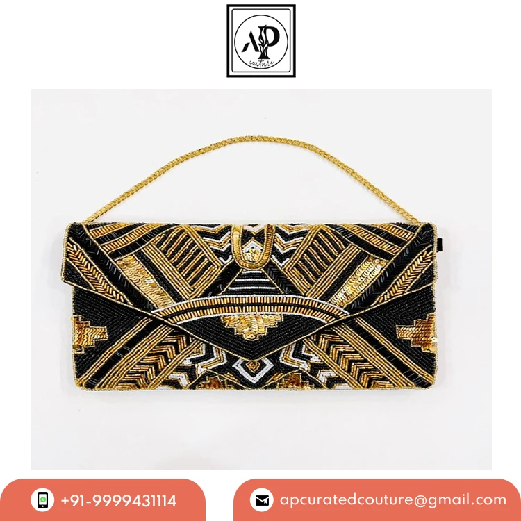2023 Exclusive Range Premium Quality Indian Beadwork Handcrafted Clutch with Tassels for Wedding Evening Party Wear