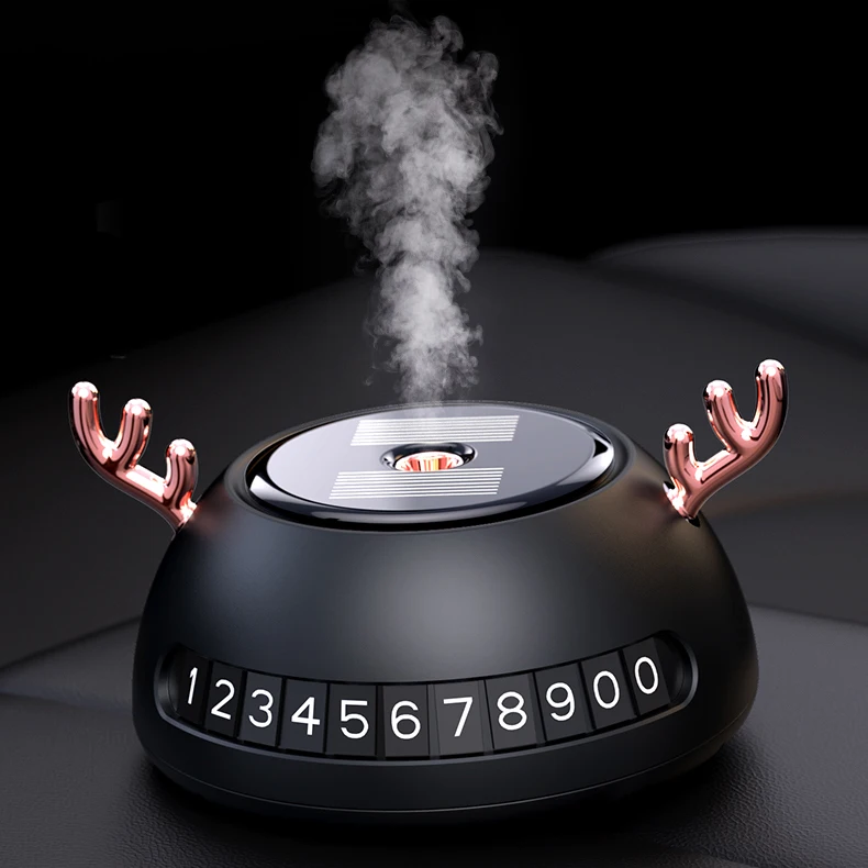 Solar Energy Car Aromatherapy Deer Number Plate Aroma Mist Cool Car Freshener