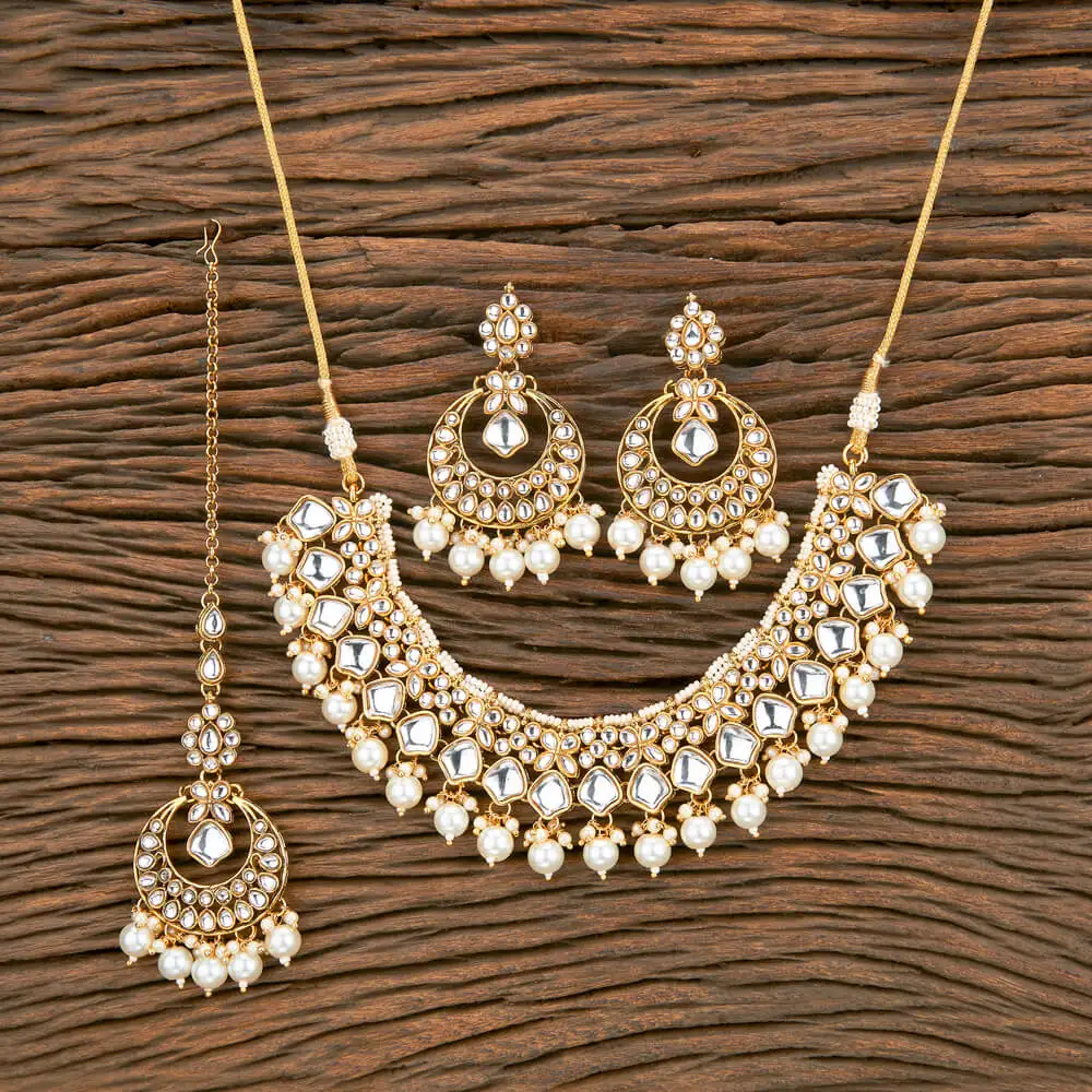 Wholesale High Quality Fashion Indo Western Classic Necklace Set With Gold Plating For Womens