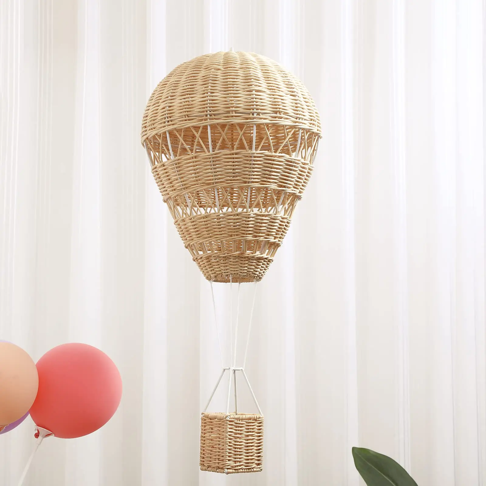 Wicker hanging balloons natural decoration rattan hot air balloon for kids bedroom decorations and home decor