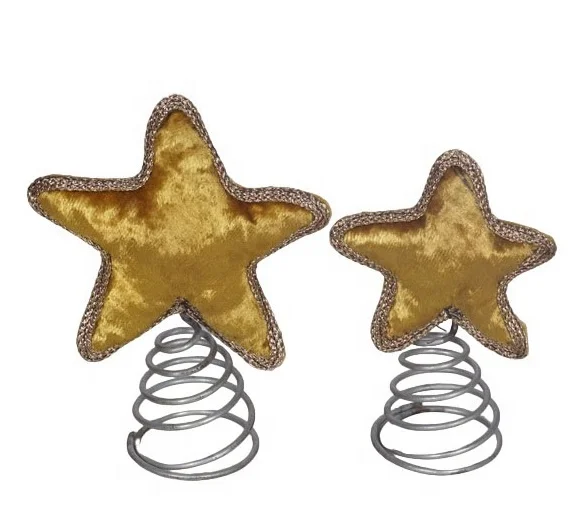 CHRISTMAS SUPPLIES HOT SALE YELLOW GOLD VELVET STAR WITH SPRING ORNAMENT FOR HOLIDAY DECORATIVE AND NEW YEAR GIFT