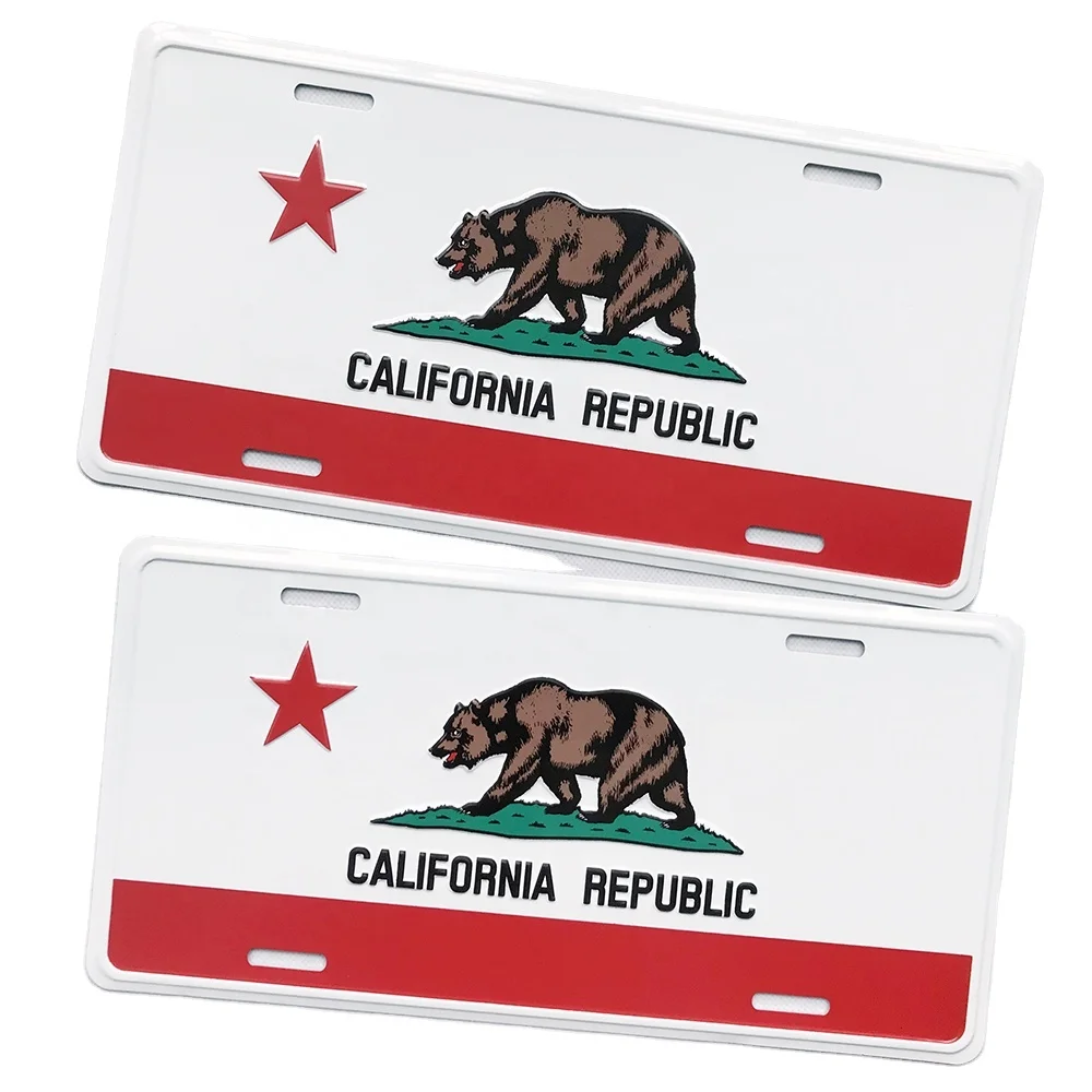 Manufacturer Wholesale Souvenir Tourist Zone California Raised Logo Custom Metal Plate