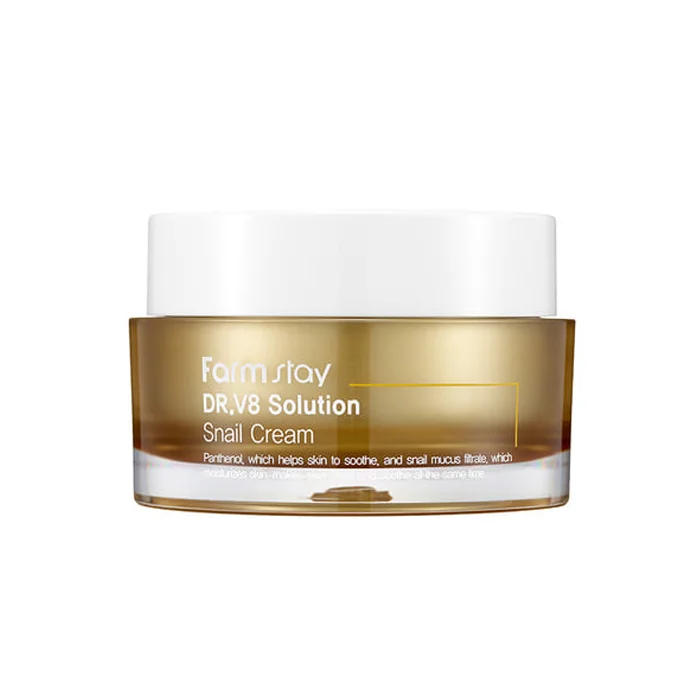 FARMSTAY DR-V8 SOLUTION SNAIL CREAM - made in Korean Cosmetic - Anti-Wrinkle, Anti-Aging, Whitening, Moisturizing intensive