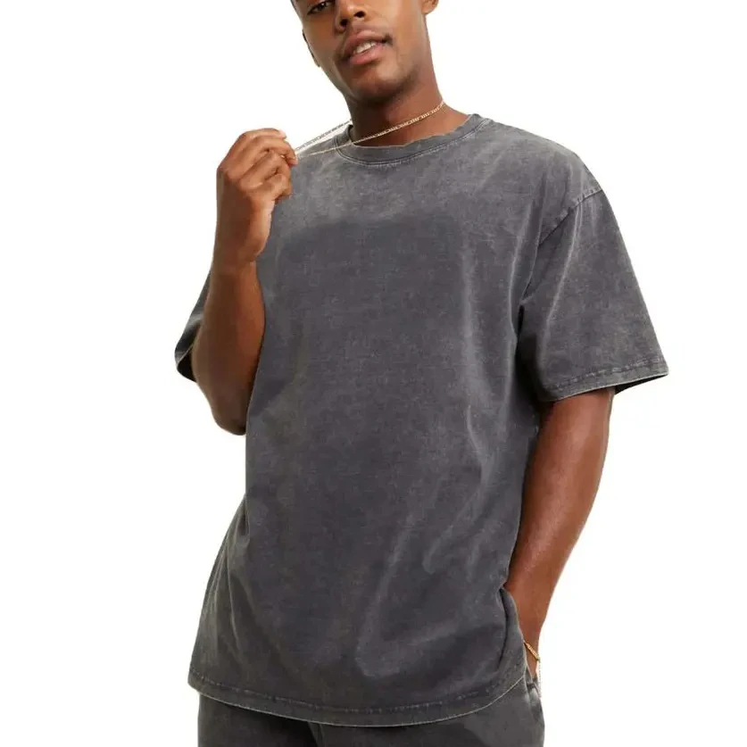 Custom High Quality 100% Cotton Oversized Men t-shirts O Neck Design Vintage Heavyweight plain casual drop shoulder men t-shirt