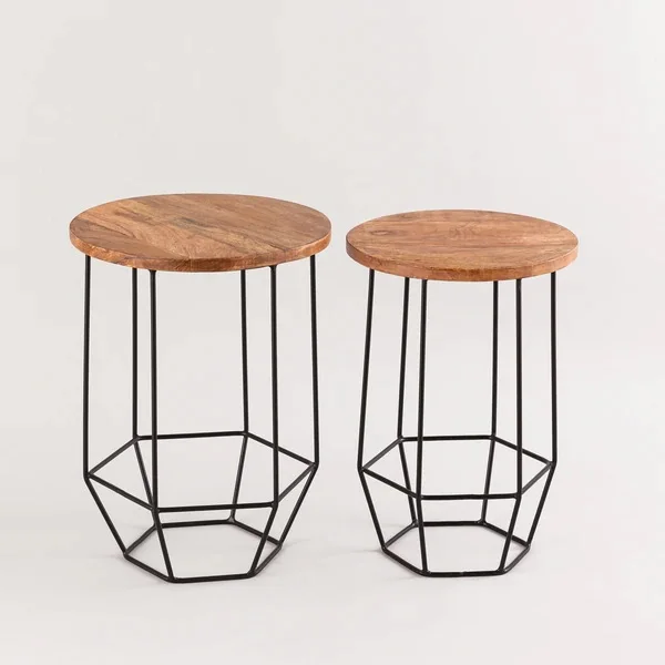 Indian Wholesale Iron Coffee Center Table Iron Gold Polished Side Table With Marble Top Design Customized  For Bedroom Ware