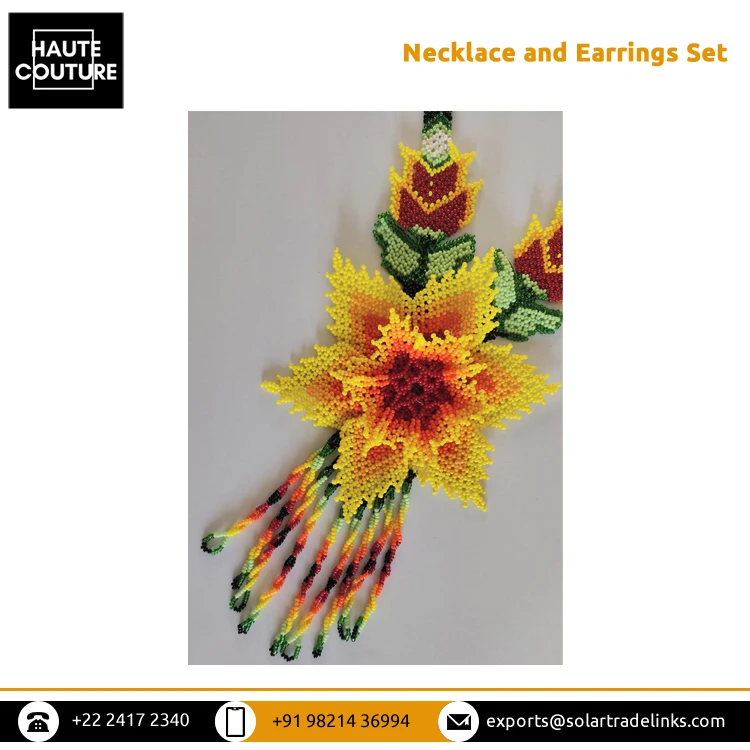 Huge Selling Top Quality Japanese Jaco Beads Bohemian Gypsy Tribal Style Hibiscus Shape Necklace and Earrings Jewelry Set