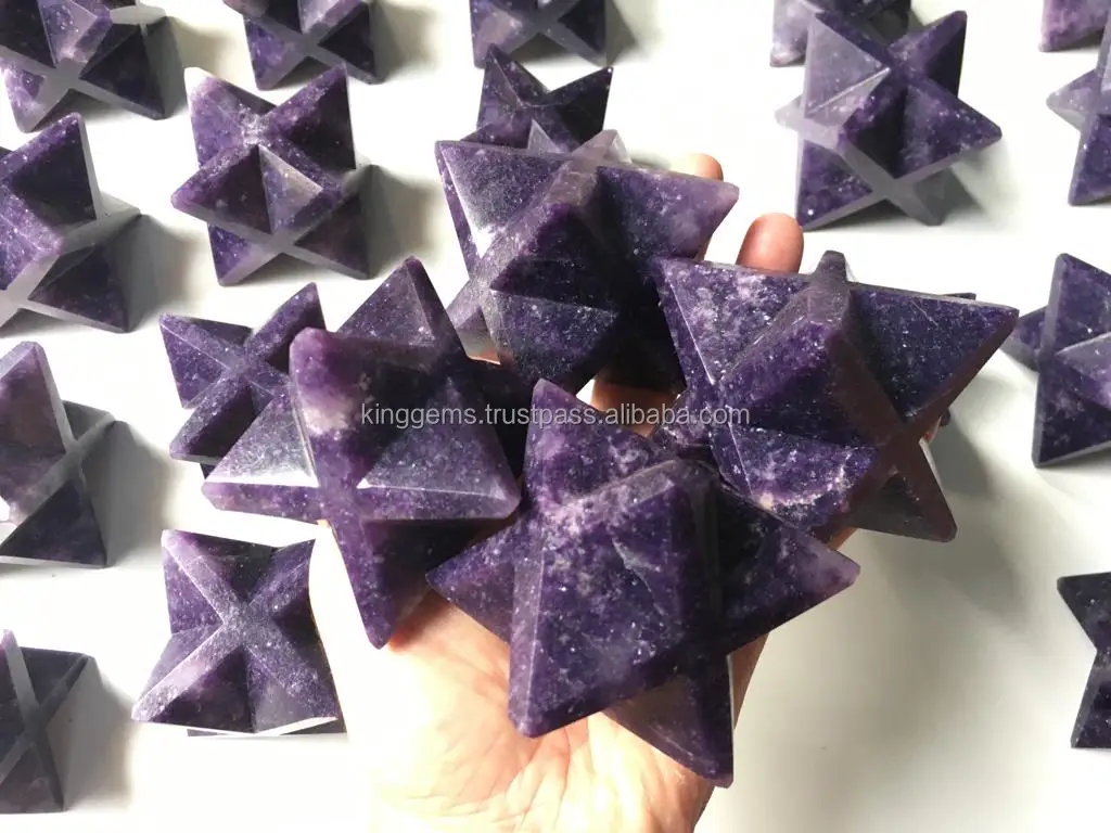 WHOLESALE NATURAL CRYSTAL LEPIDOLITE MERKABA STAR FOR MANIFESTING REIKI ENERGY HEALING CRYSTAL MERKABA STAR LEPIDOLITE
