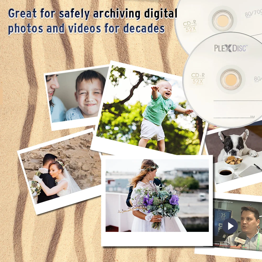 PlexDisc CD-R 700MB 52X Logo Top Recordable Media - 50pk Cake Box, 50 Discs