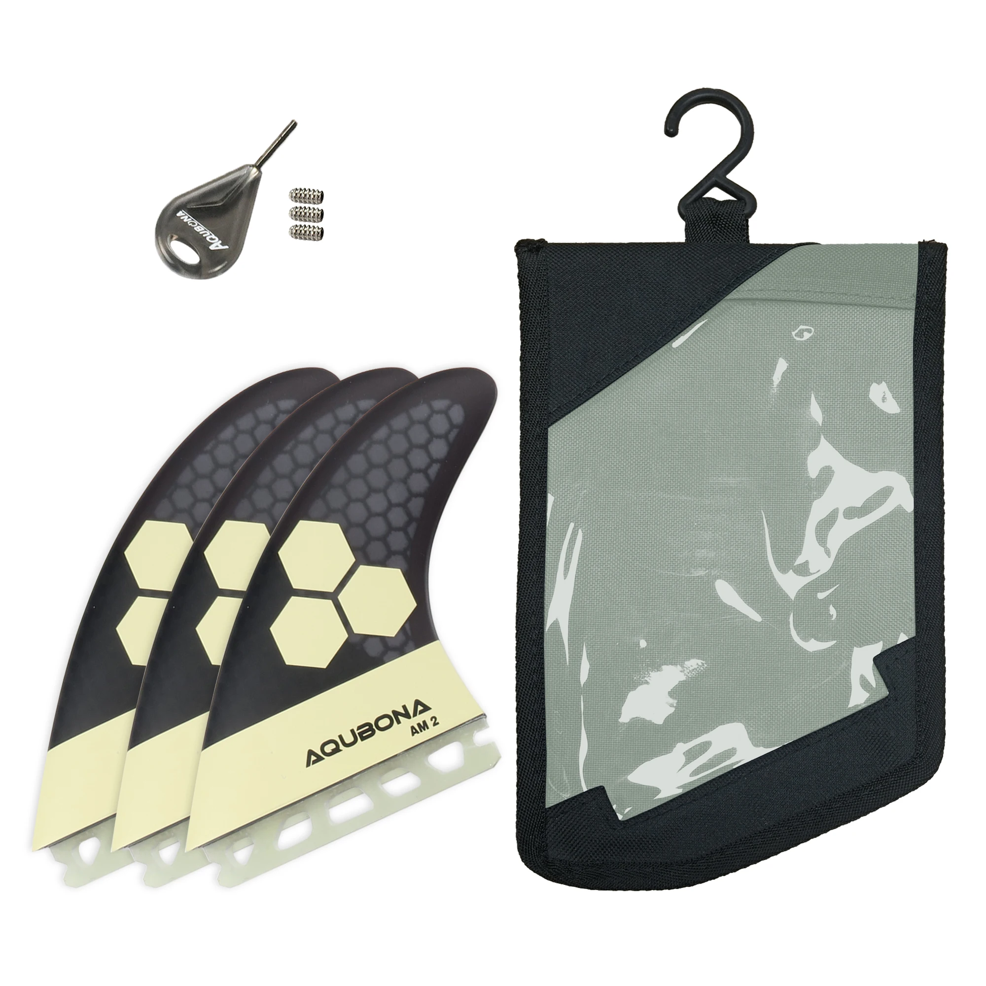 Single/Dual Tab Fins Surfboard Fiberglass 3 Set Fins for Surfing with Fin Bag Key Screw Multiple Colour