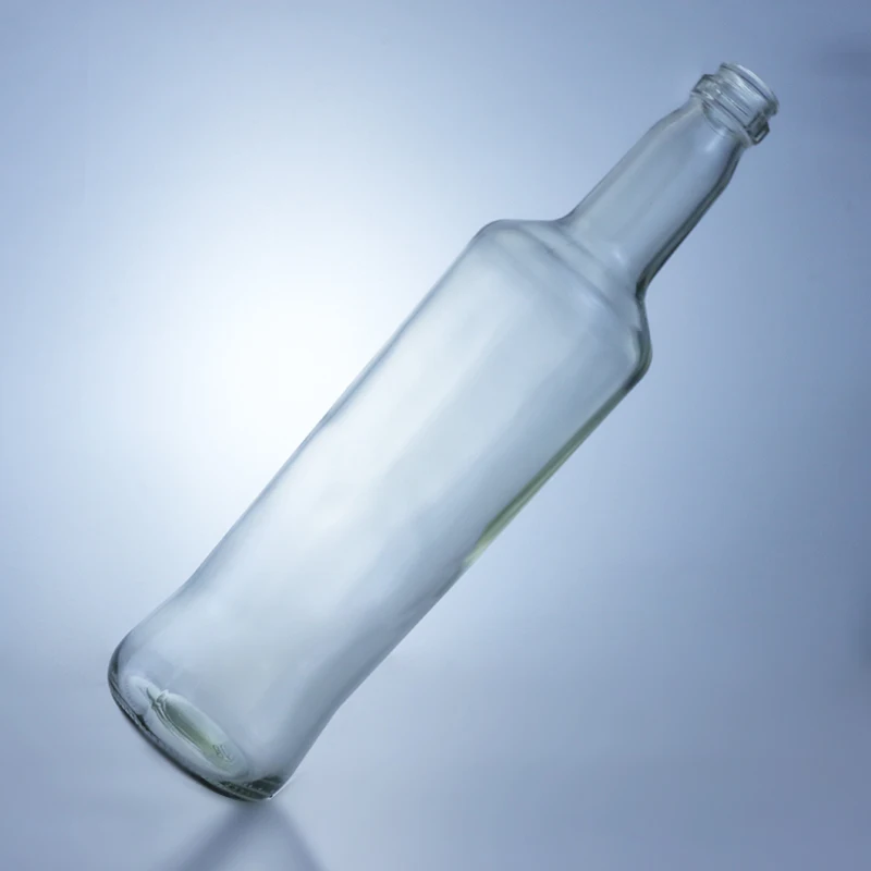 750 ml transparent round whiskey rum vodka glass bottle with aluminum teeth cap accepts customization label color