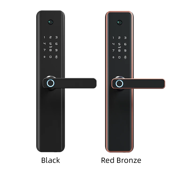 Hot Sale Fingerprint Handle Smart Camera Hotel Home Electronic Digital Thumbprint Password Waterproof Lock For Wooden Door