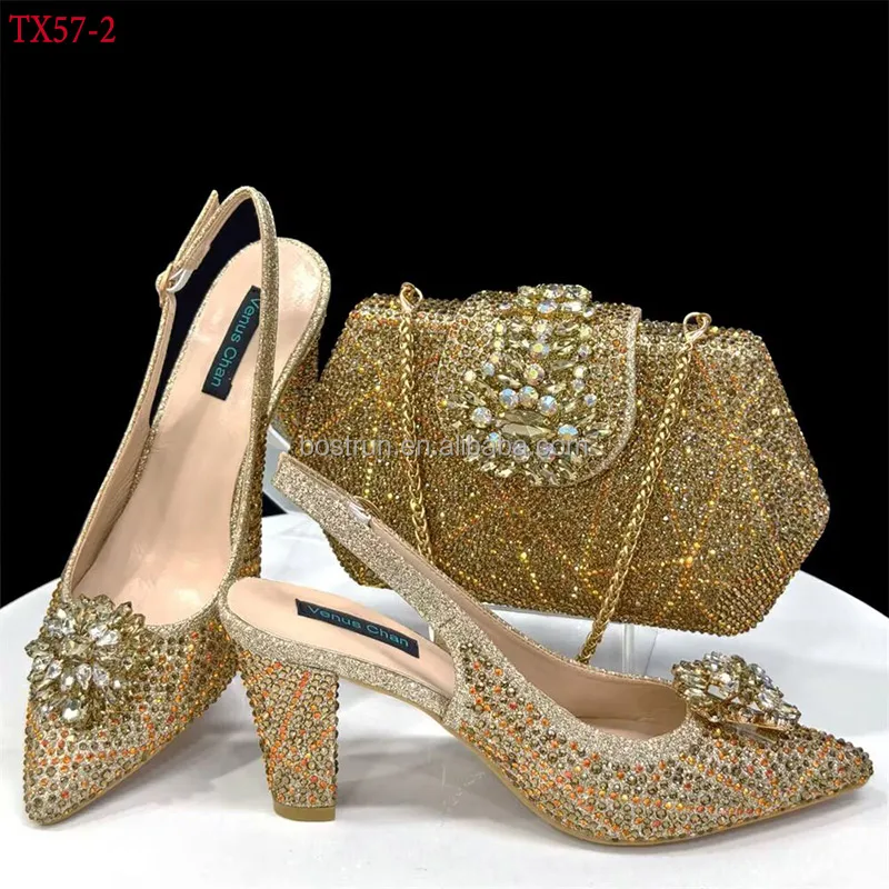 TX57   Newest Fashion Italian shoes and bag set wholesale 2024 blue color for wedding shoes and matching purse for women