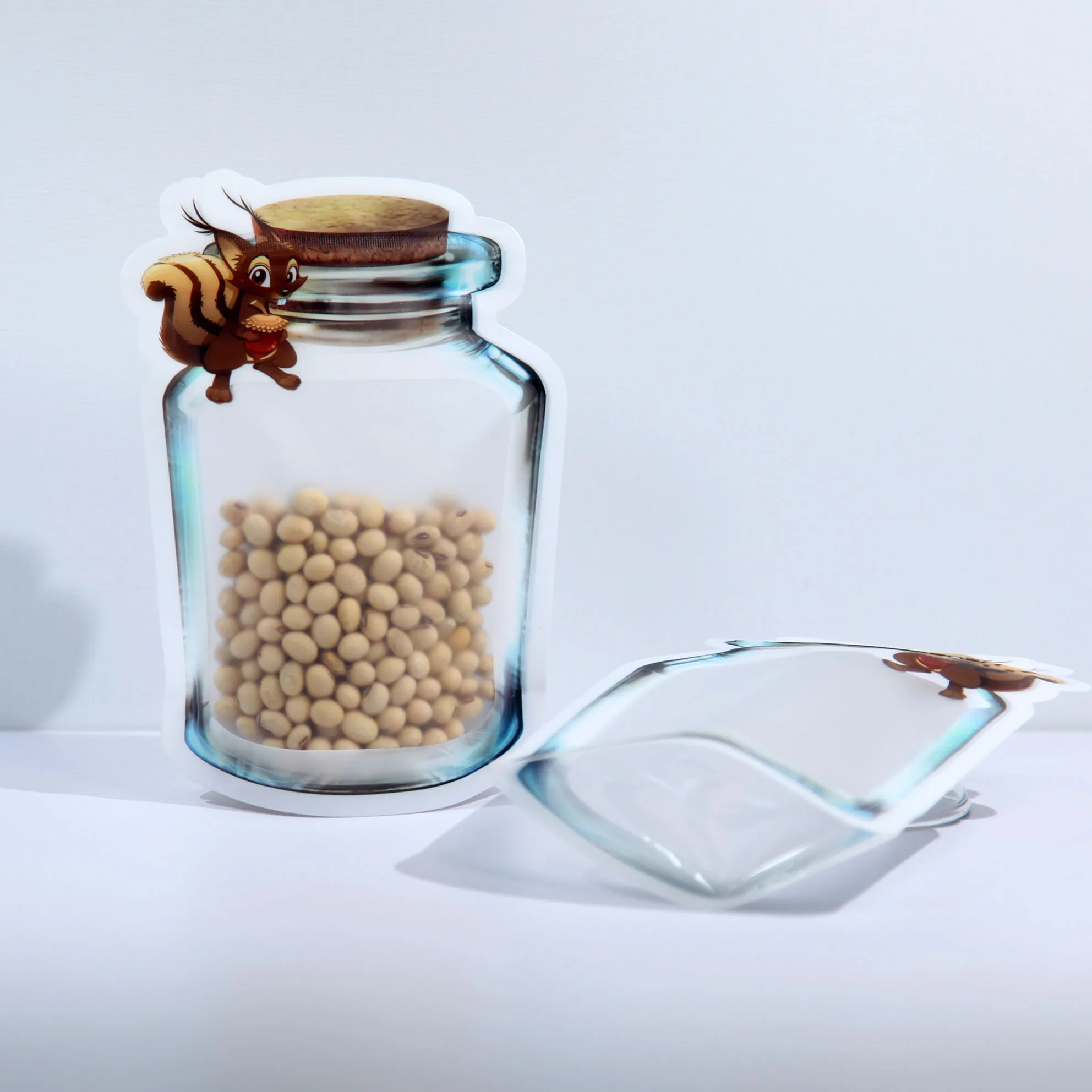 Мешочек в форме бутылки многоразовый стоячий пластиковый мешочек для еды банка с орехами на молнии