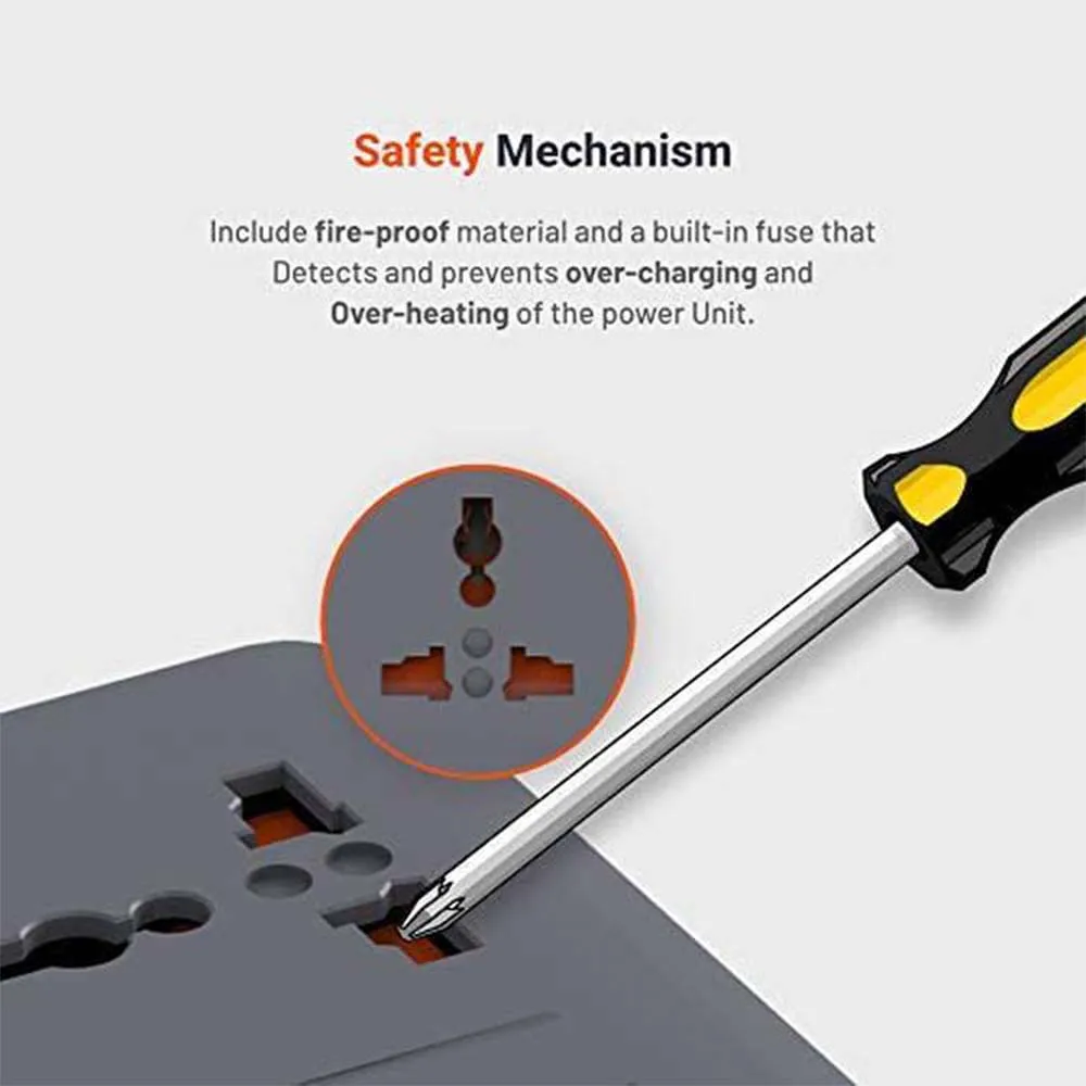 Porodo QC3.0 Multi-Socket 33W With Timer x3 AC Sockets 10A and x5 USB Outputs 33W -200cm Power Cord Independent Power Switch