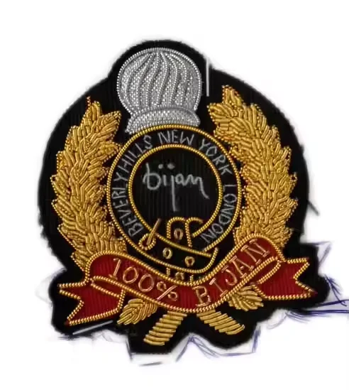 Best Handmade Badge With Golden Bullion Wire Blazer Badges Customized Ceremonial Embroidered Badge