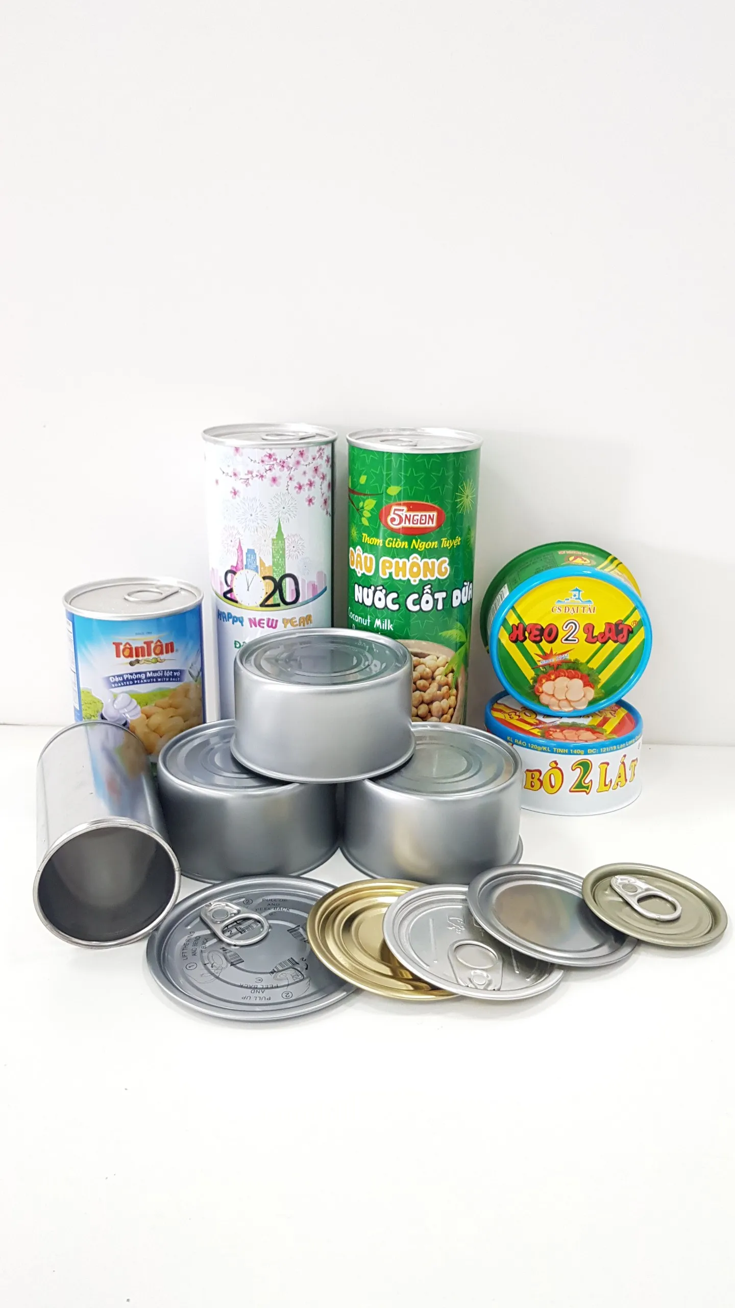 Best price and Top quality  diameter 73mm 84mm Cylinder Food Tin Packaging Canned Food from Vietnam used for beans and nuts
