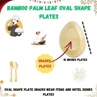 Disposable Palm Leaf Plates Birthday Party and Picnic 10 x 6.5 Inches Oval Shapes Plates USA UK CANADA