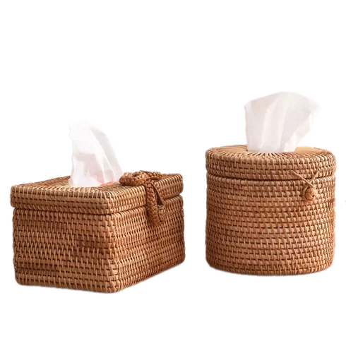 Новый товар уникальная плетеная бамбуковая коробка для салфеток льняное полотно с крышками Держатель из ротанга настольные аксессуары кухни во Вьетнаме