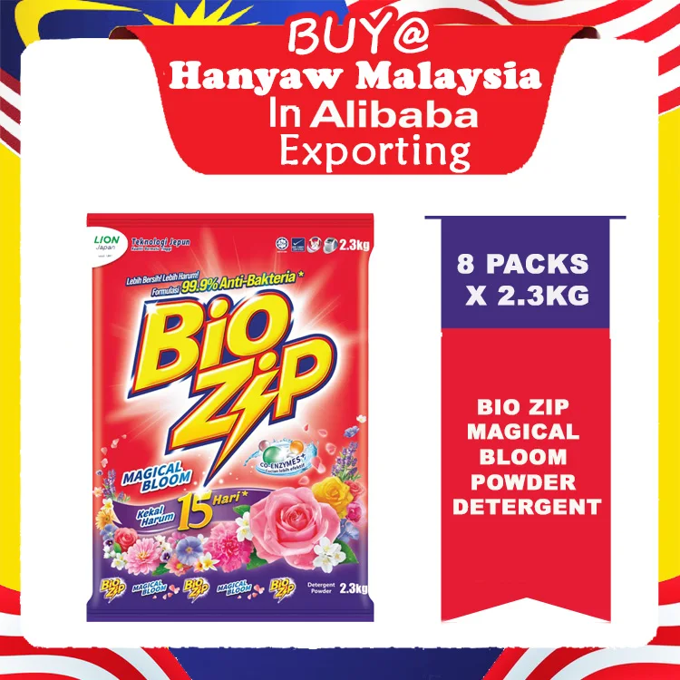 [Malaysia] Fast Shipping Bio Zip Magical Bloom Powder Detergent ( 8 Packs x 2.3Kg /Ctn )