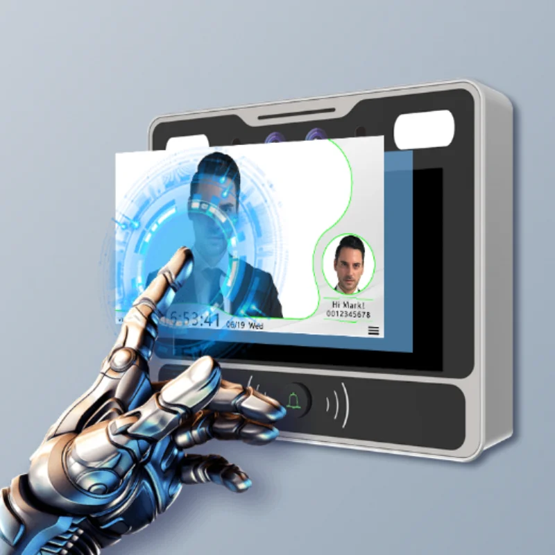 AI Cloud software 5 Inches IPS Full View HD Screen Punch Multi-Face Card RFID SDK Face Recognition Access Control System